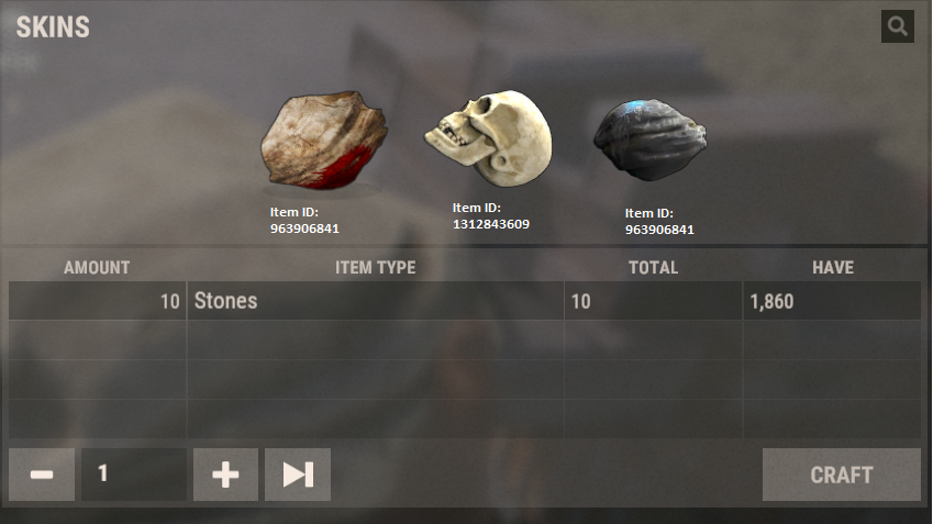 Rock/Skull Item ID's in game
