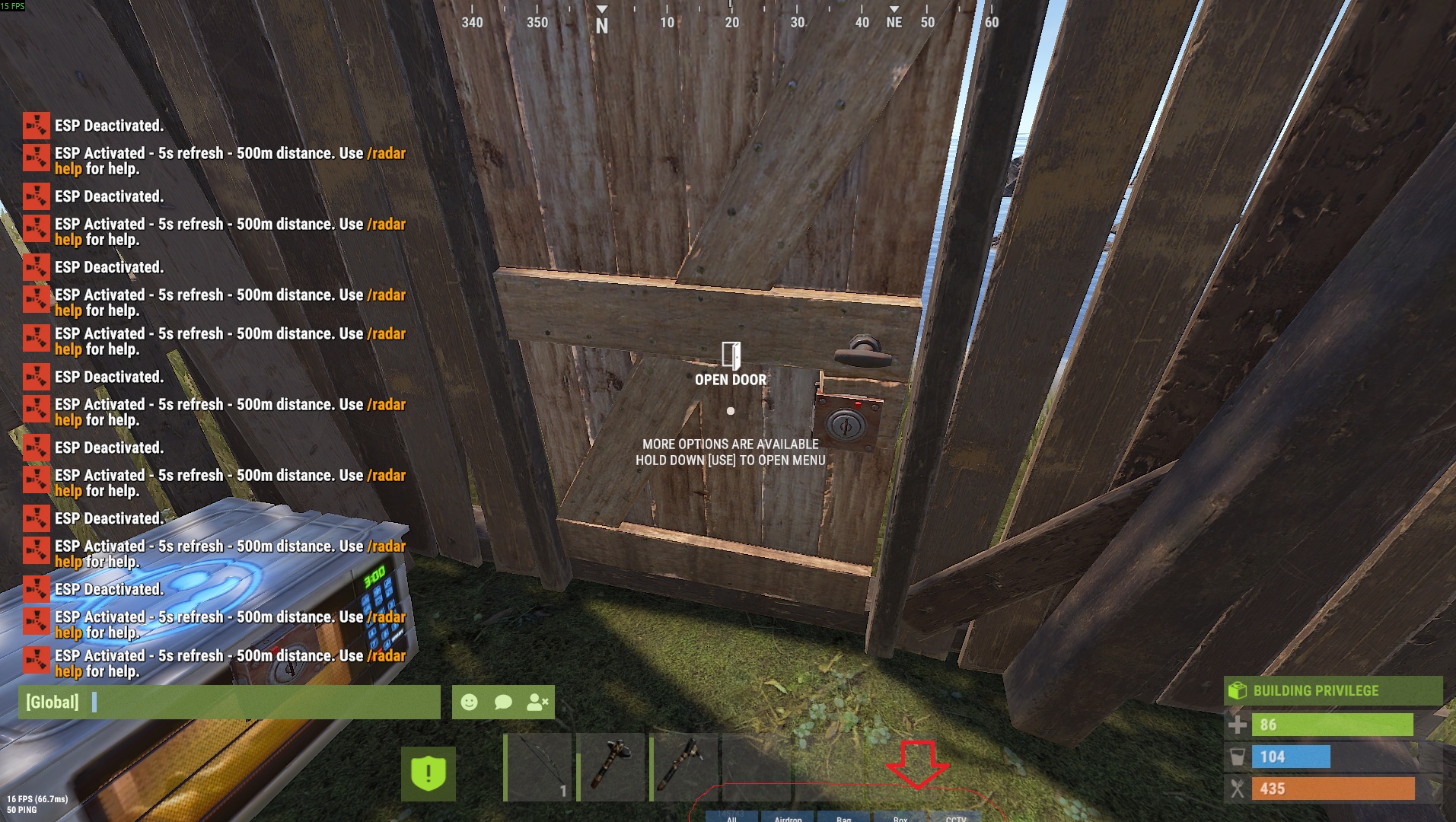 radar off screen bottom of screen can't move it