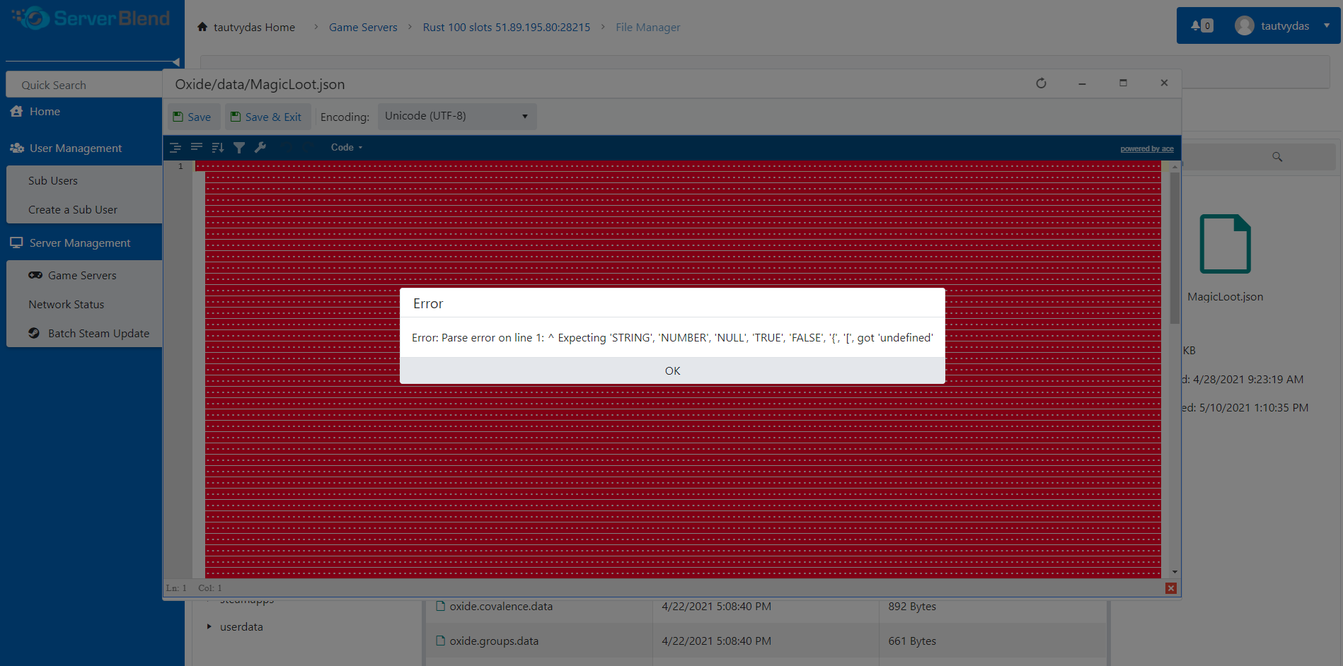 This is what data shows and config is completely empty.