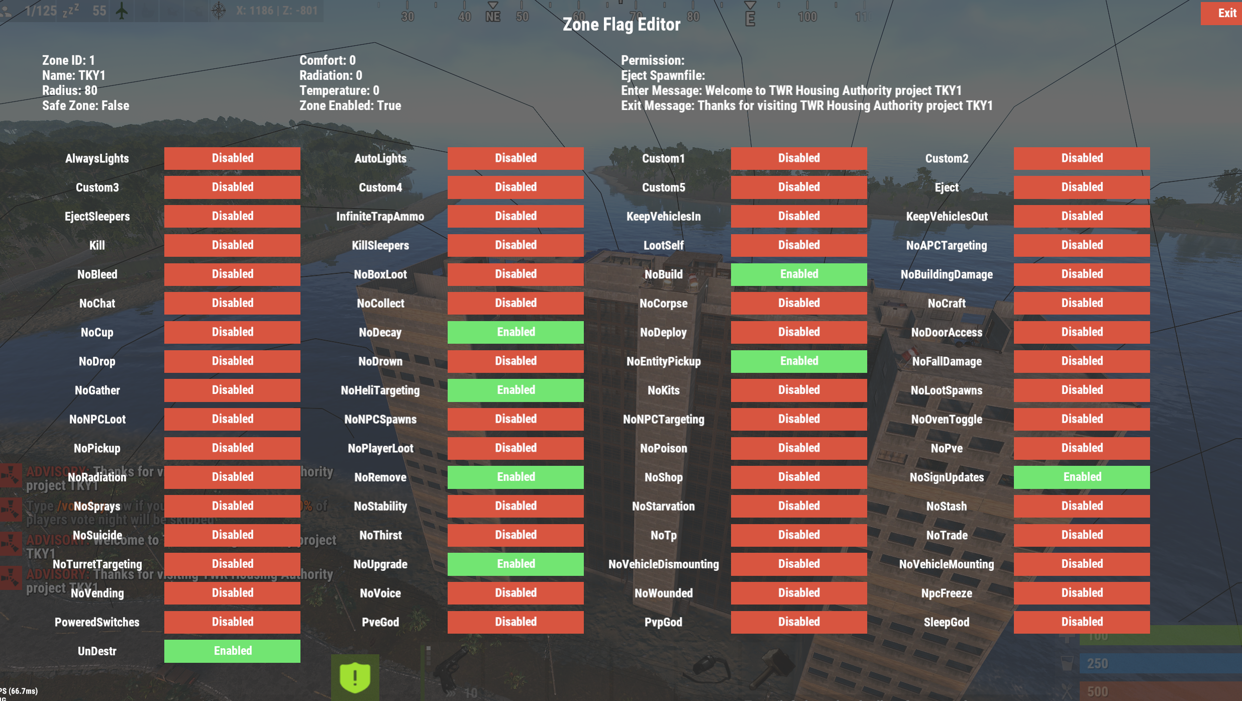Flags turned on