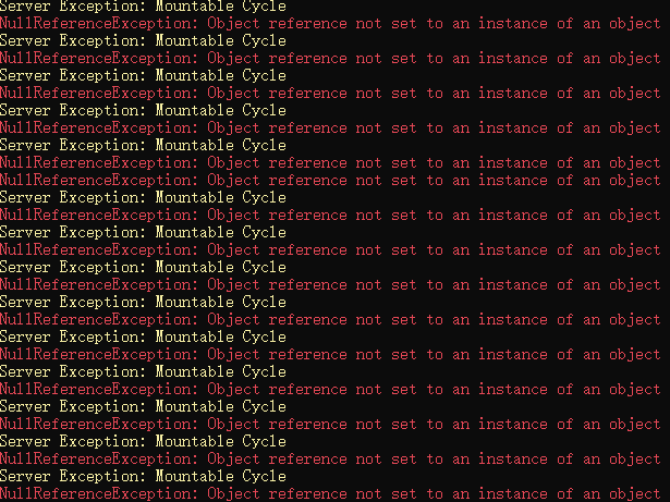 Screenshot of error reporting